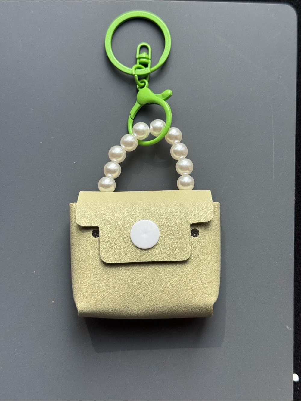 Sage Faux Leather Mini Purse Key Chain Bag Charm NWT